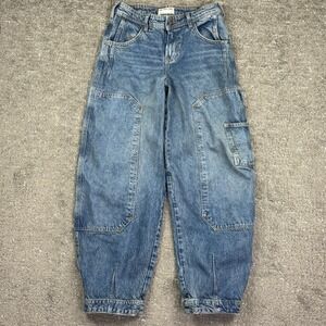 Free People We The Free Carpenter Barrel Jeans Utility Baggy Denim Sz 25 Loren